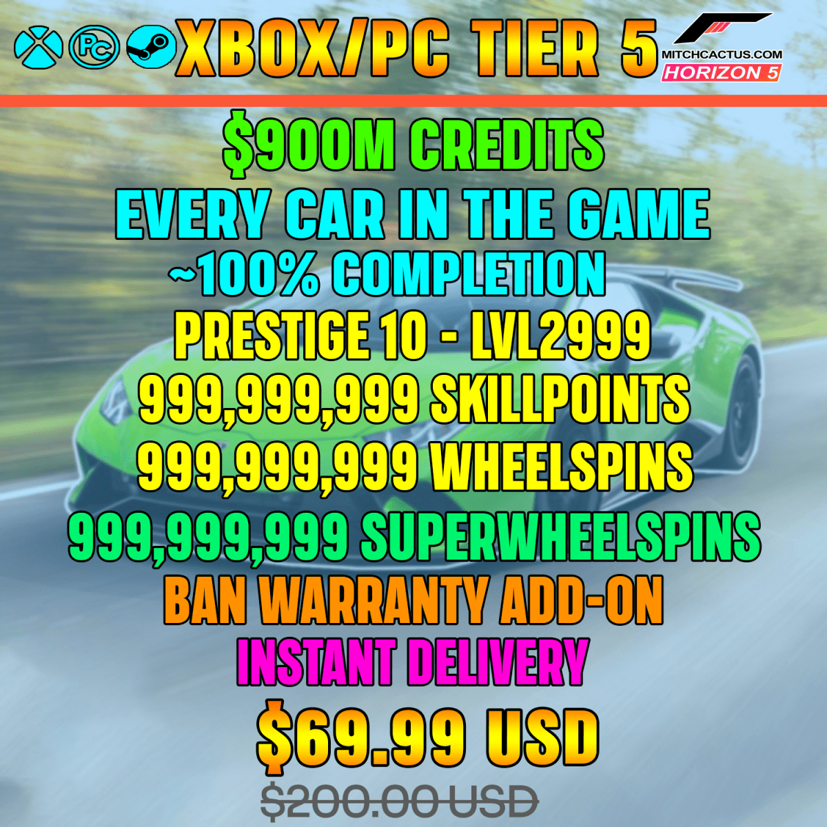 Forza Horizon 5 Modded Accounts Xbox PC T5
