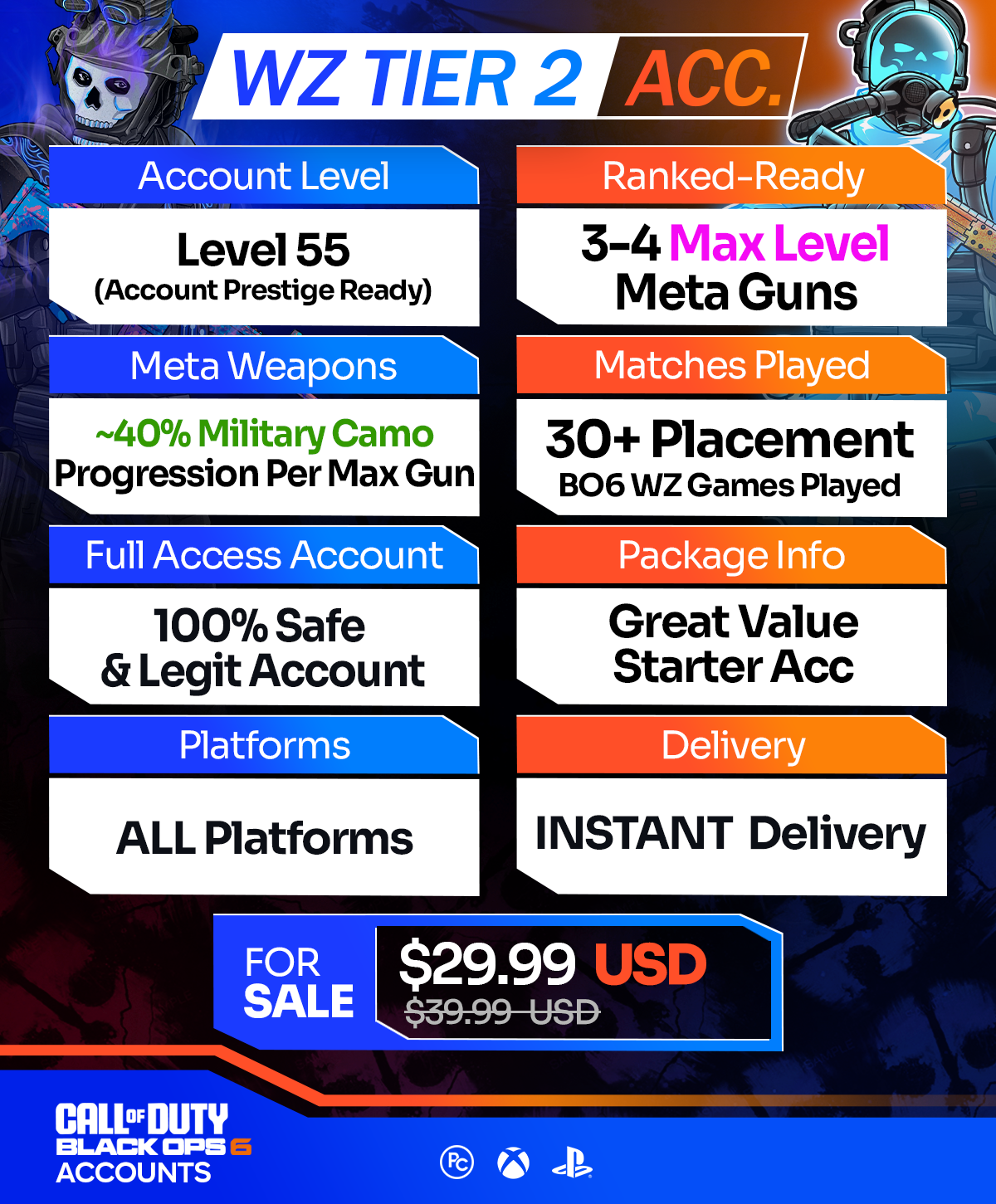 BO6 Warzone Accounts For Sale T2