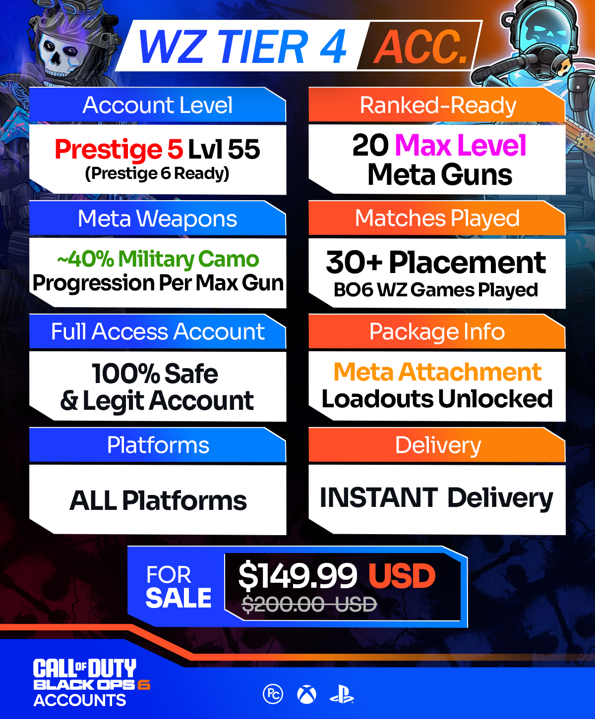 BO6 Warzone Accounts For Sale T4