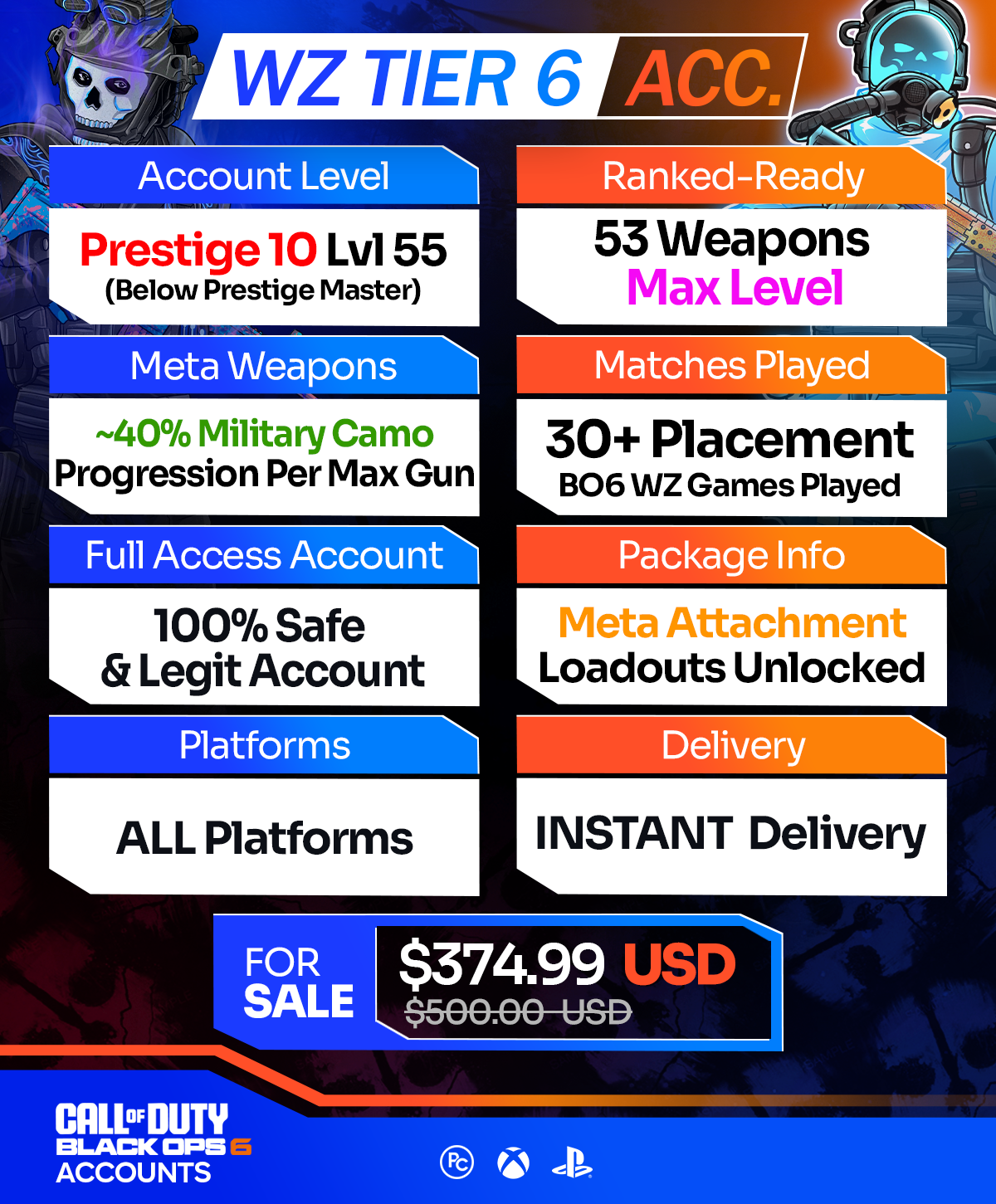 BO6 Warzone Accounts For Sale T6