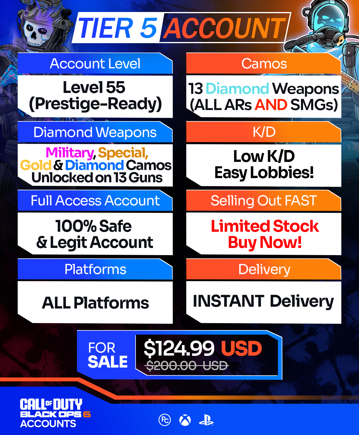 Call of Duty BO6 Diamond Accounts For Sale T5