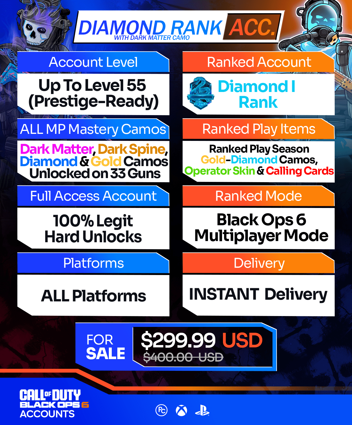 Call of Duty BO6 Diamond Accounts For Sale W Dark Matter