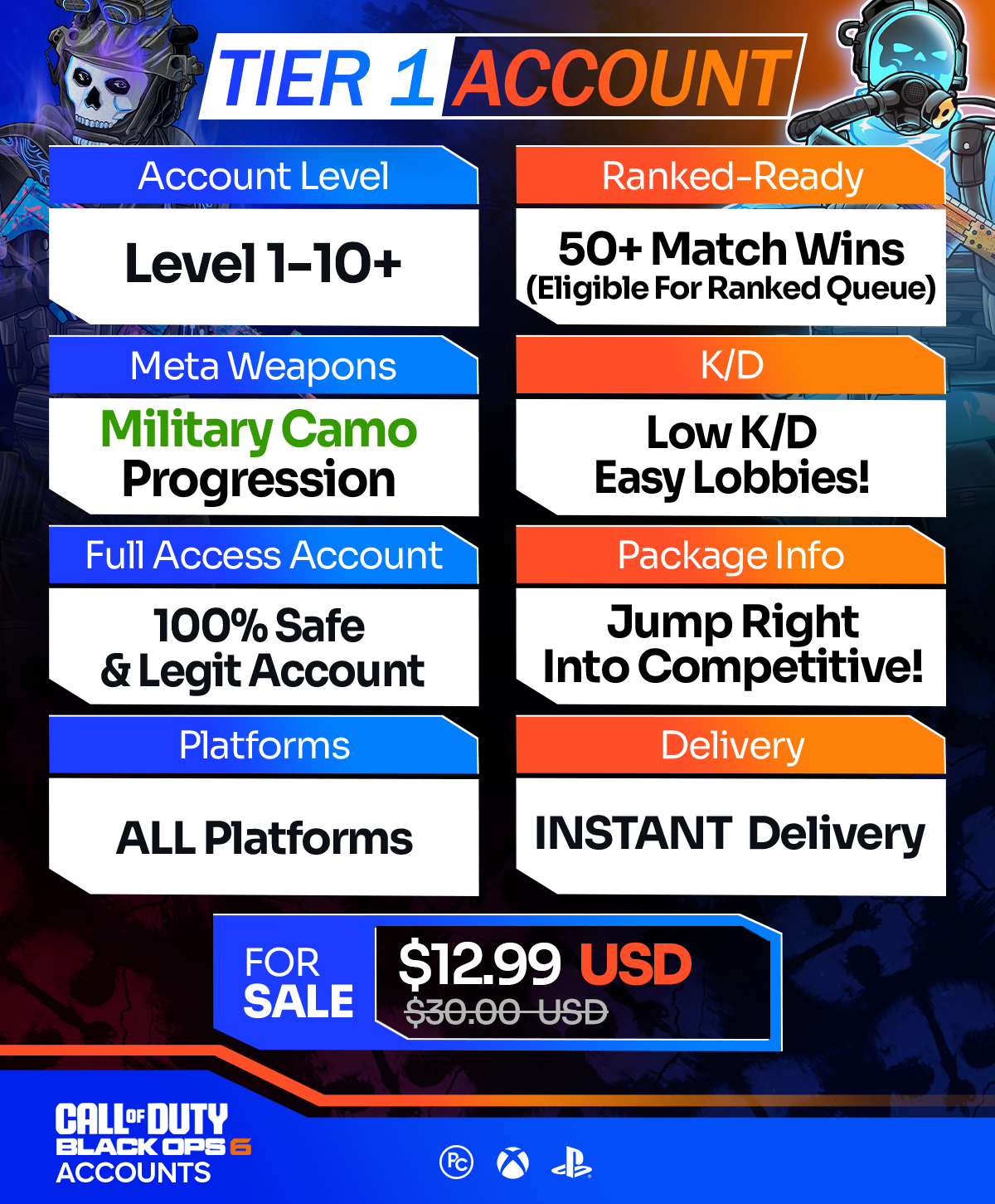 Call of Duty BO6 Ranked Ready Accounts For Sale