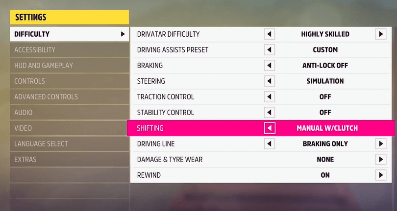 Clutch in Forza Horizon 5 with Manual switching