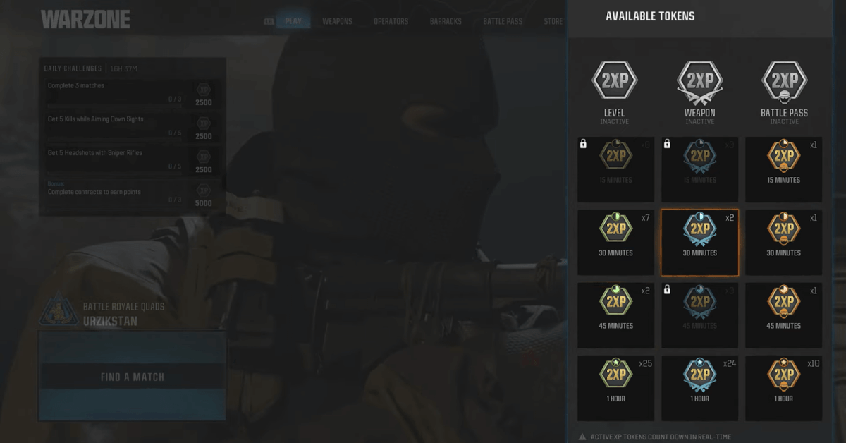 Double XP Tokens