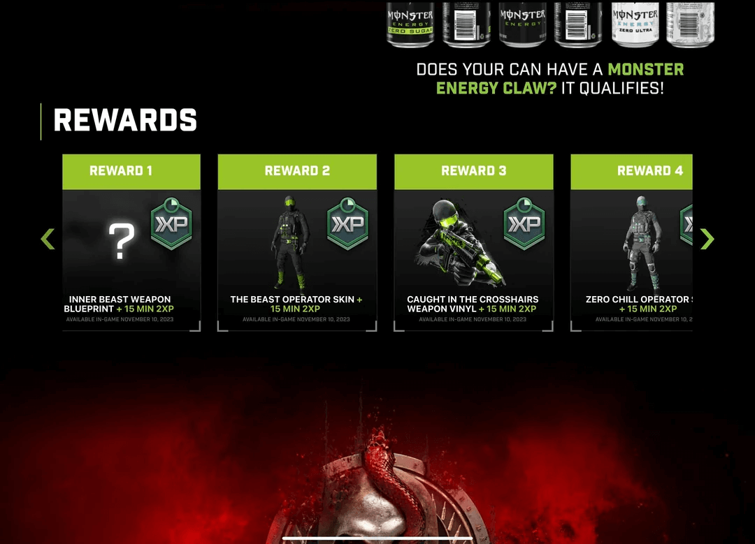 Monster energy rewards Black ops 6