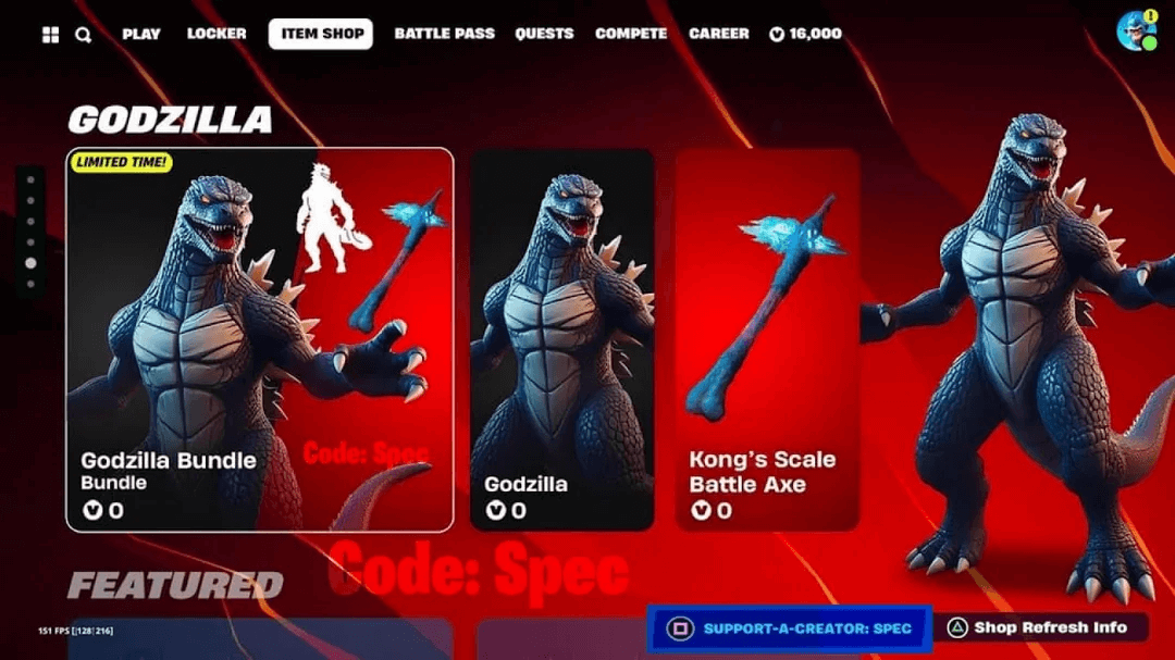 Fortnite Collaborations - Godzilla collab