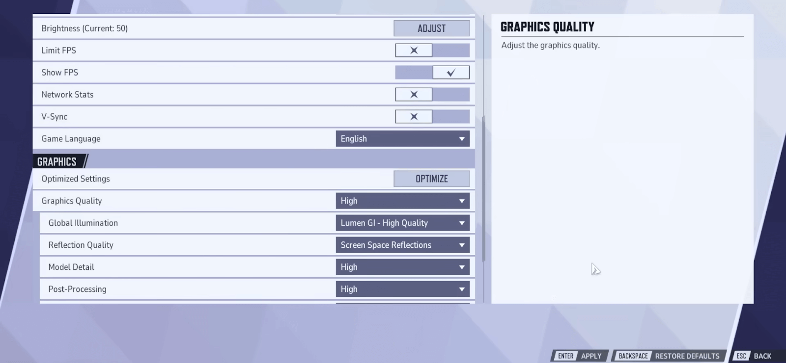 In-Game Graphics Settings