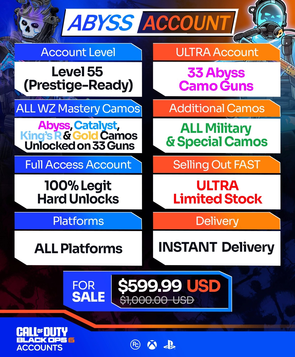 Warzone Abyss Accounts For Sale