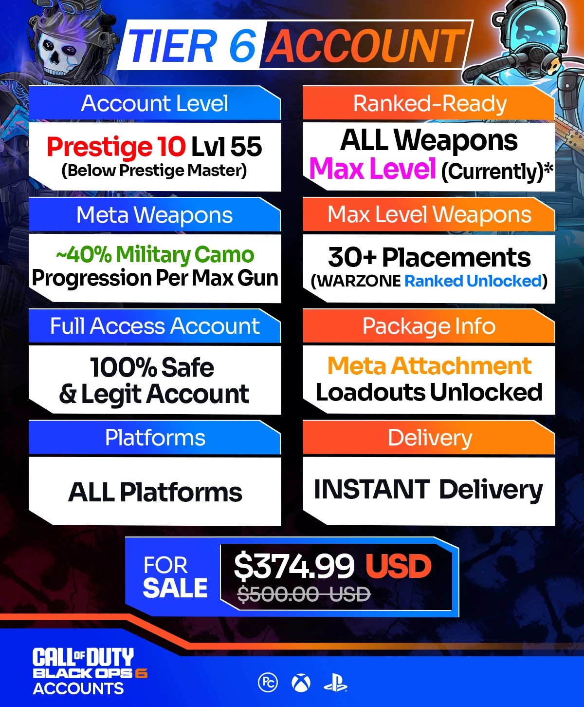 Warzone Accounts For Sale T6