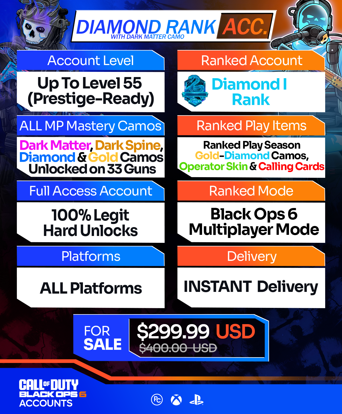 Call of Duty BO6 Diamond Accounts For Sale W Dark Matter