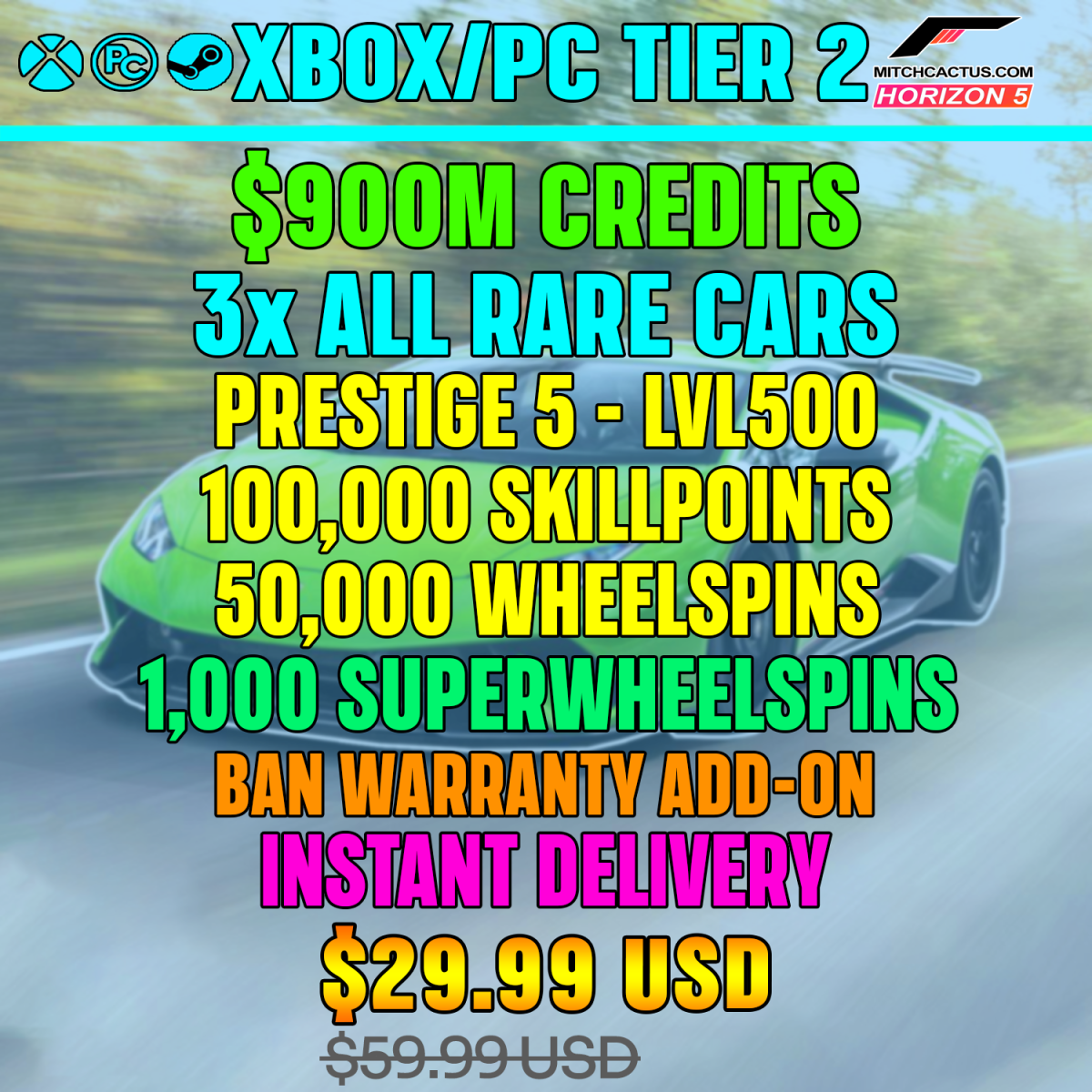Forza Horizon 5 Modded Accounts Xbox PC T2
