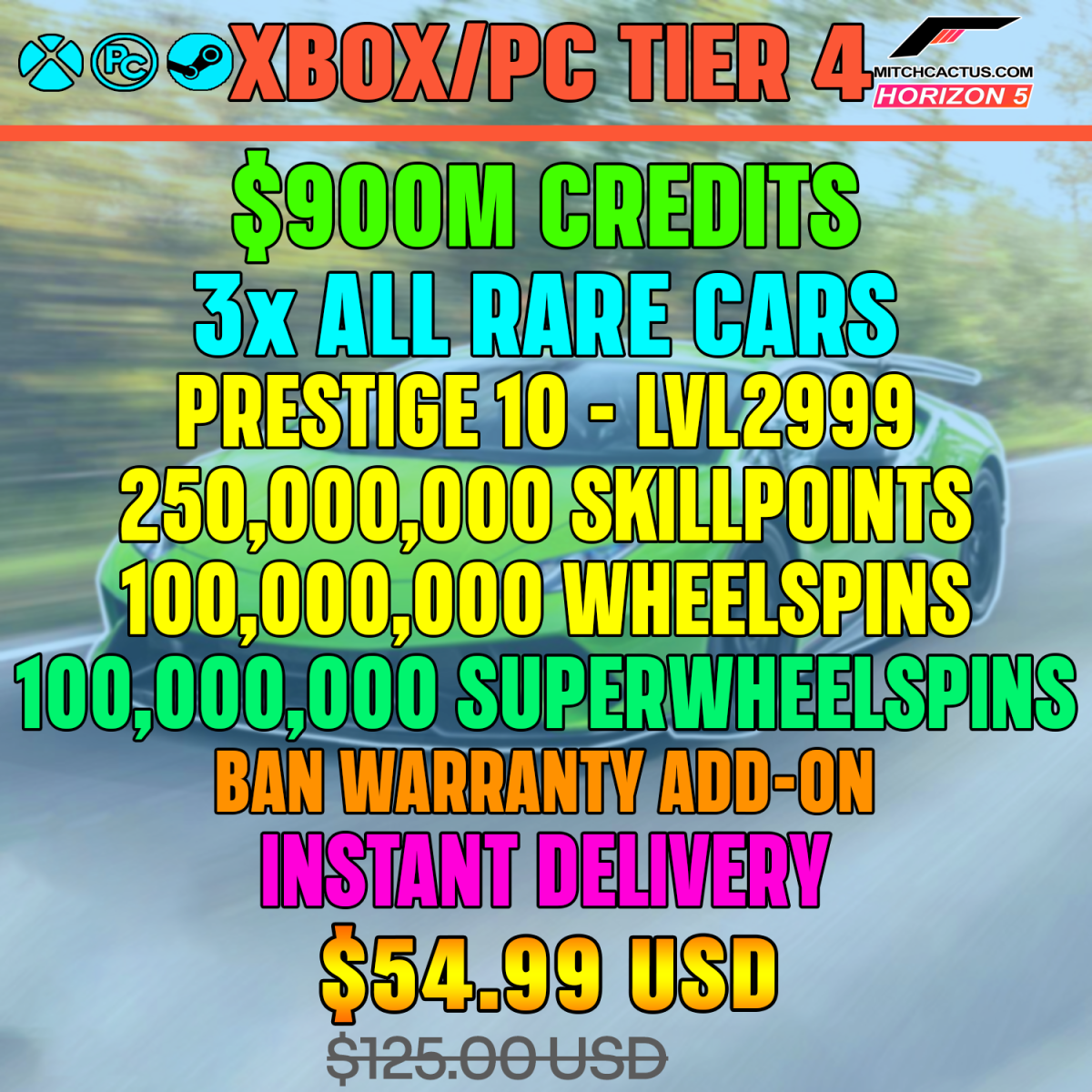 Forza Horizon 5 Modded Accounts Xbox PC T4