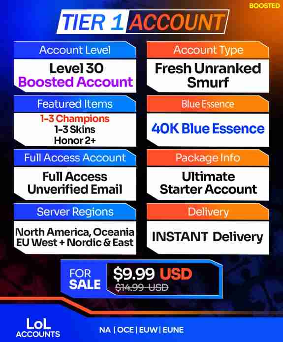 Buy League of Legends Account - LoL Smurf Accounts For Sale T1 Boosted