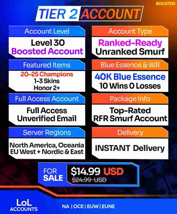 Buy League of Legends Account - LoL Smurf Accounts For Sale T2 Boosted