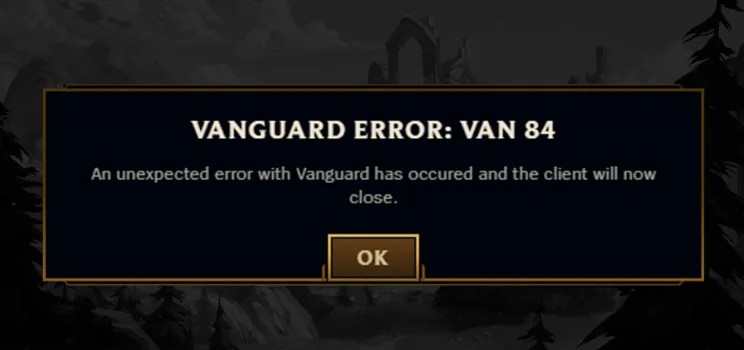 Common Vanguard Errors in League of Legends