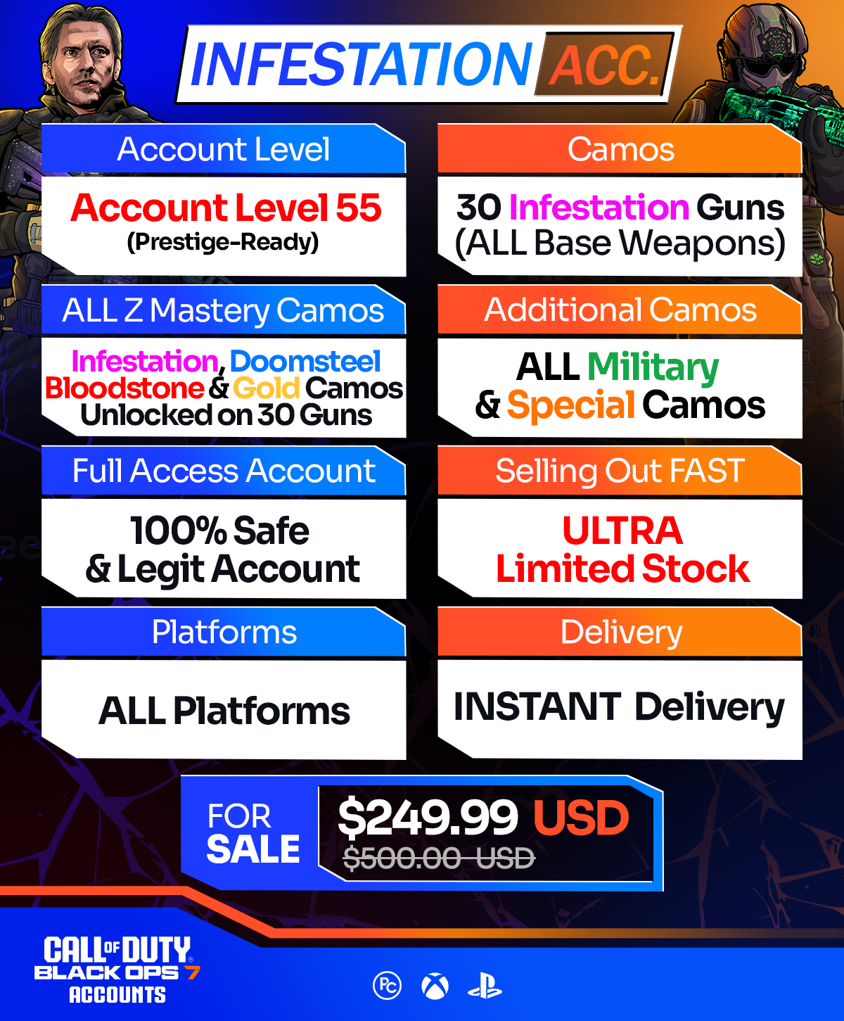 COD BO7 Accounts For Sale Infestation Camo Tier 7