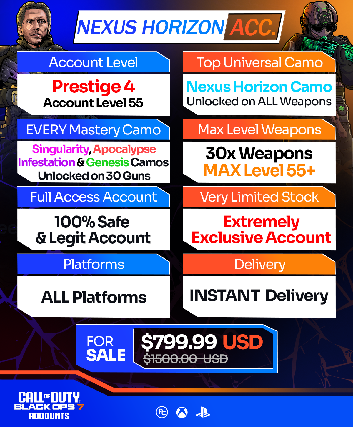 COD BO7 Accounts For Sale Nexus Horizon Camo