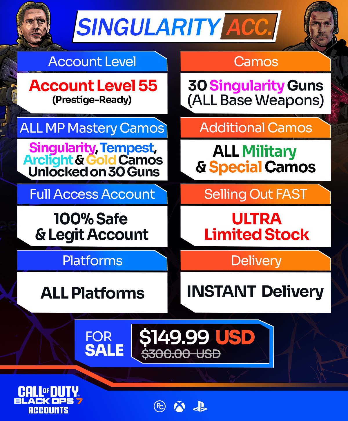 COD BO7 Accounts For Sale Singularity Camo Tier 6