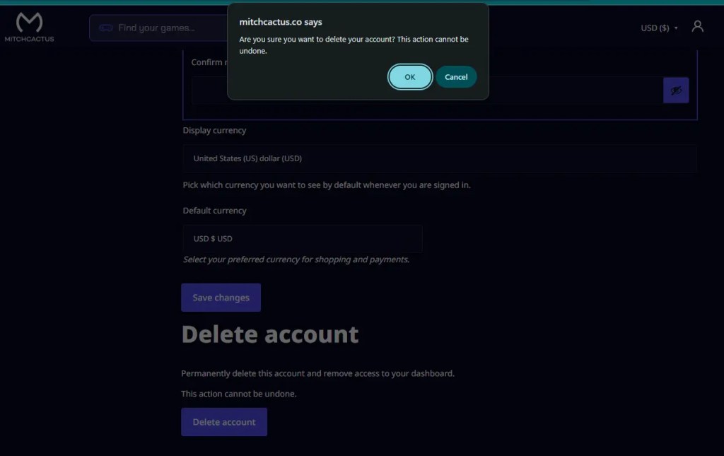 Account Deletion Prompt