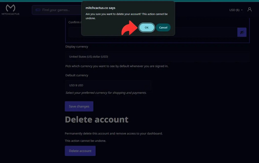 confirm delete button