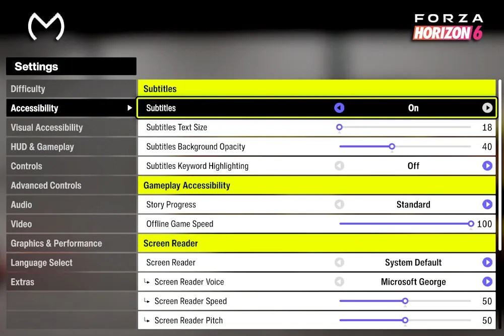 Forza Horizon 6 Accessibility Features & Best Settings