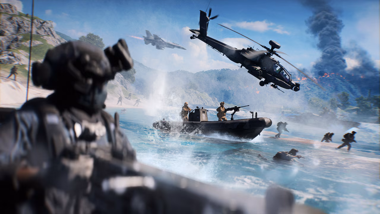 Coastal military skirmish illustrating a battlefield 6 naval warfare guide with combat watercraft and air support