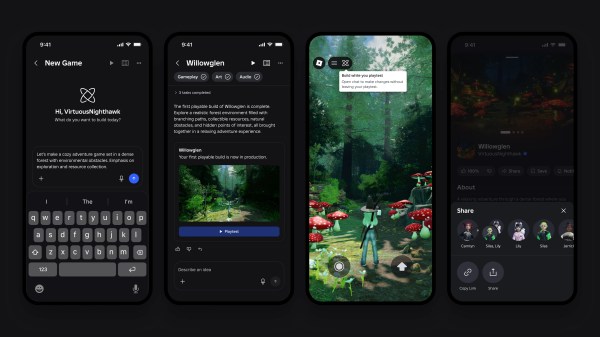 Three smartphones displaying the Roblox Build mobile AI feature interface.