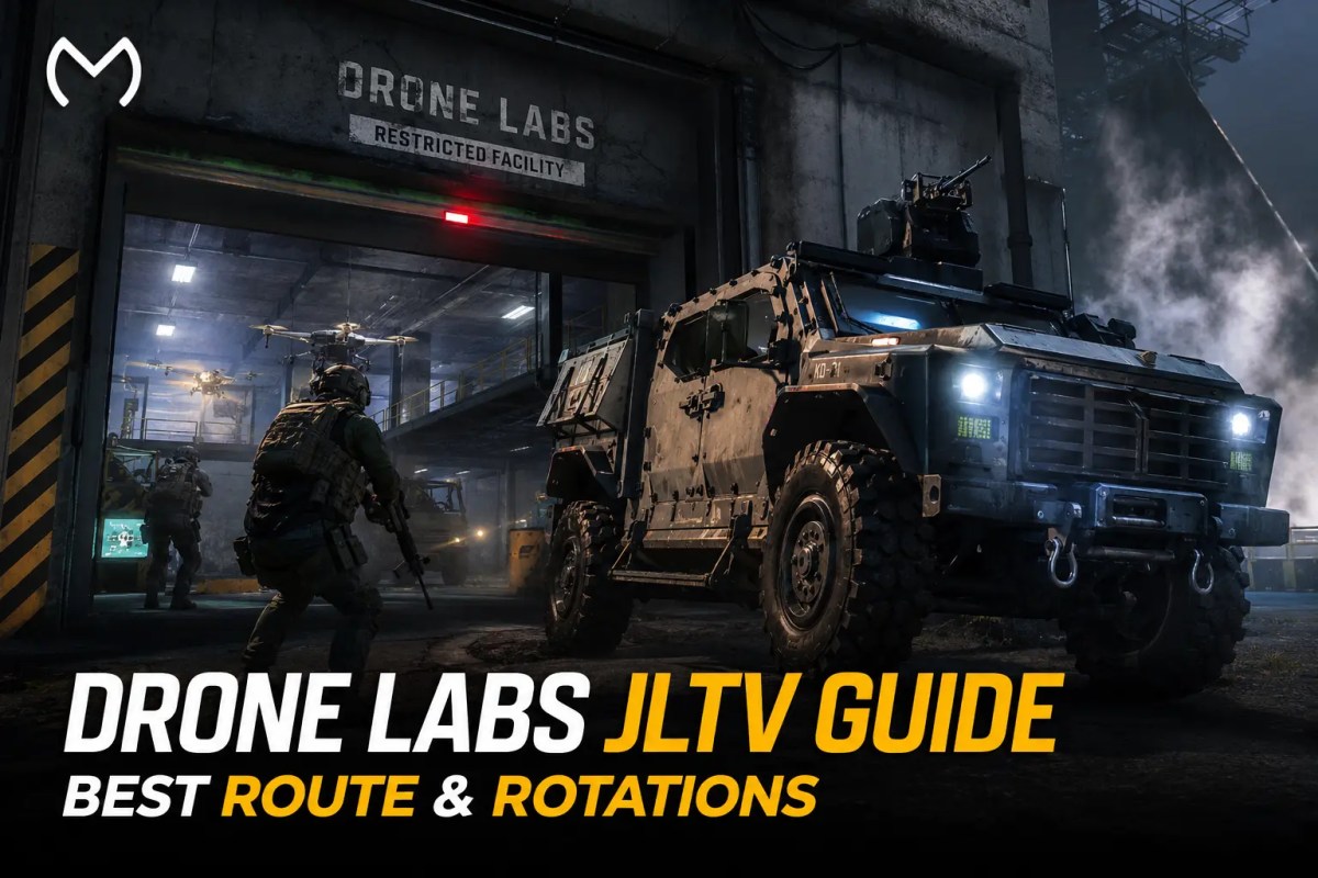 Warzone drone labs guide showing loot routes, Armed JLTV, and Verdansk rotation strategy