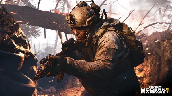 A soldier moving through a war-torn trench in Call of Duty, highlighting the Modern Warfare 4 campaign early access.