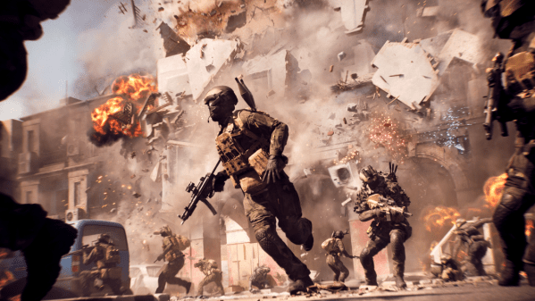 A soldier running away from a collapsing building in Battlefield 6, illustrating gameplay stabilized by the Battlefield 6 RTX 50 crash fix.